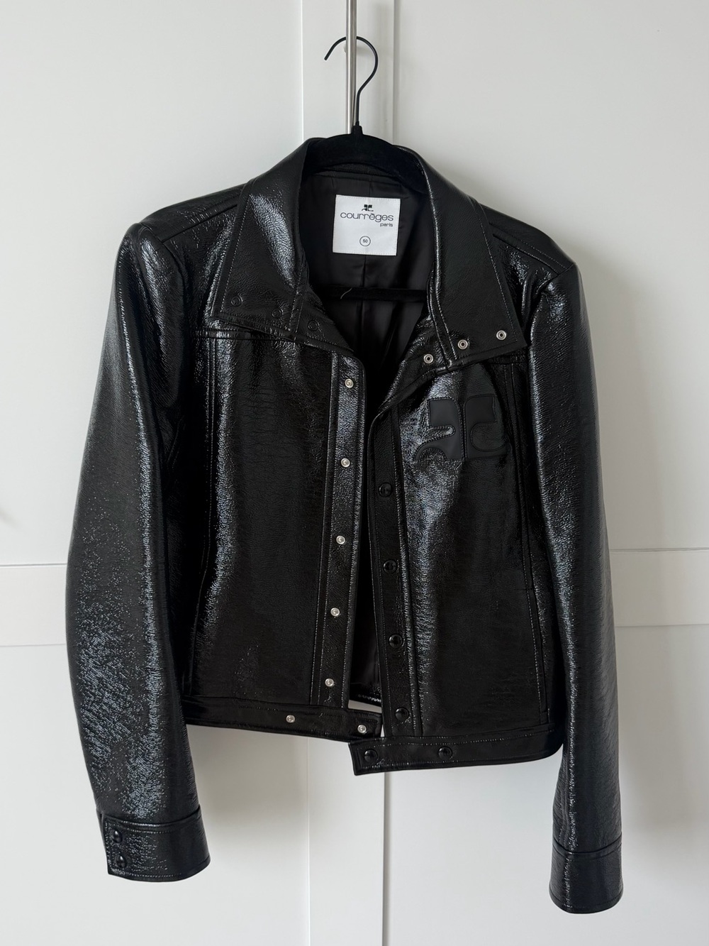 Courrèges Black Patent Leather Snap-Front Jacket